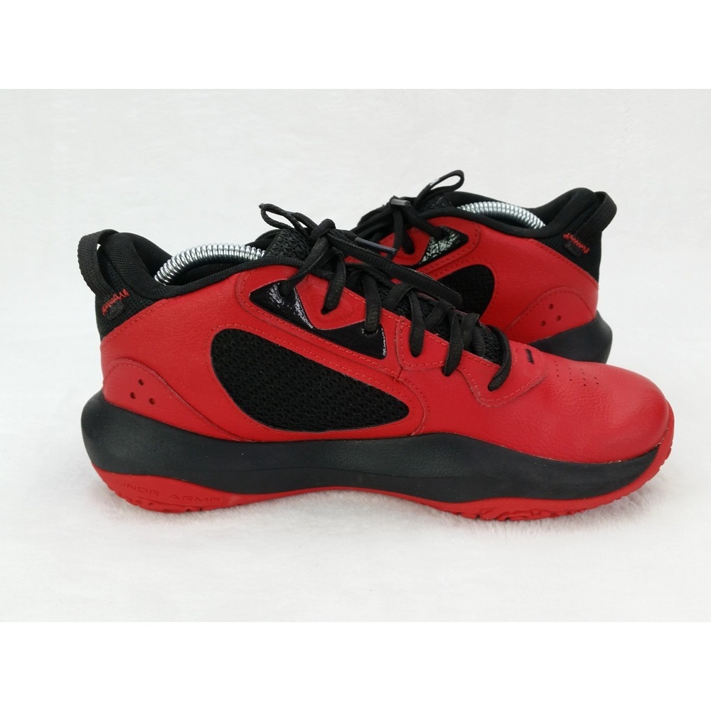 Youth Under Armour Basketball Shoes Red Black Sneakers Art 3025617-600 6.5Y 6.5 - Picture 7 of 13